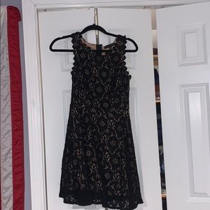 Tan & Black Knee Length Dress